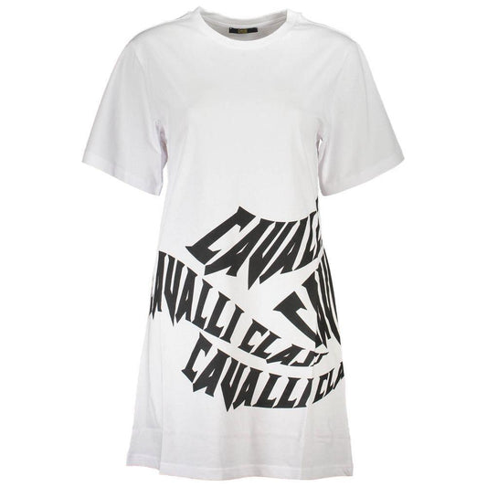 Cavalli Class White Cotton Women Dress CA-38079-XS
