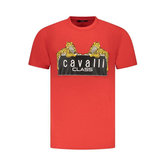 Cavalli Class Red Cotton Men T-Shirt CA-36717-M