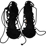 Dolce & Gabbana Elegant Black Suede Gladiator Stilettos Dolce & Gabbana Black