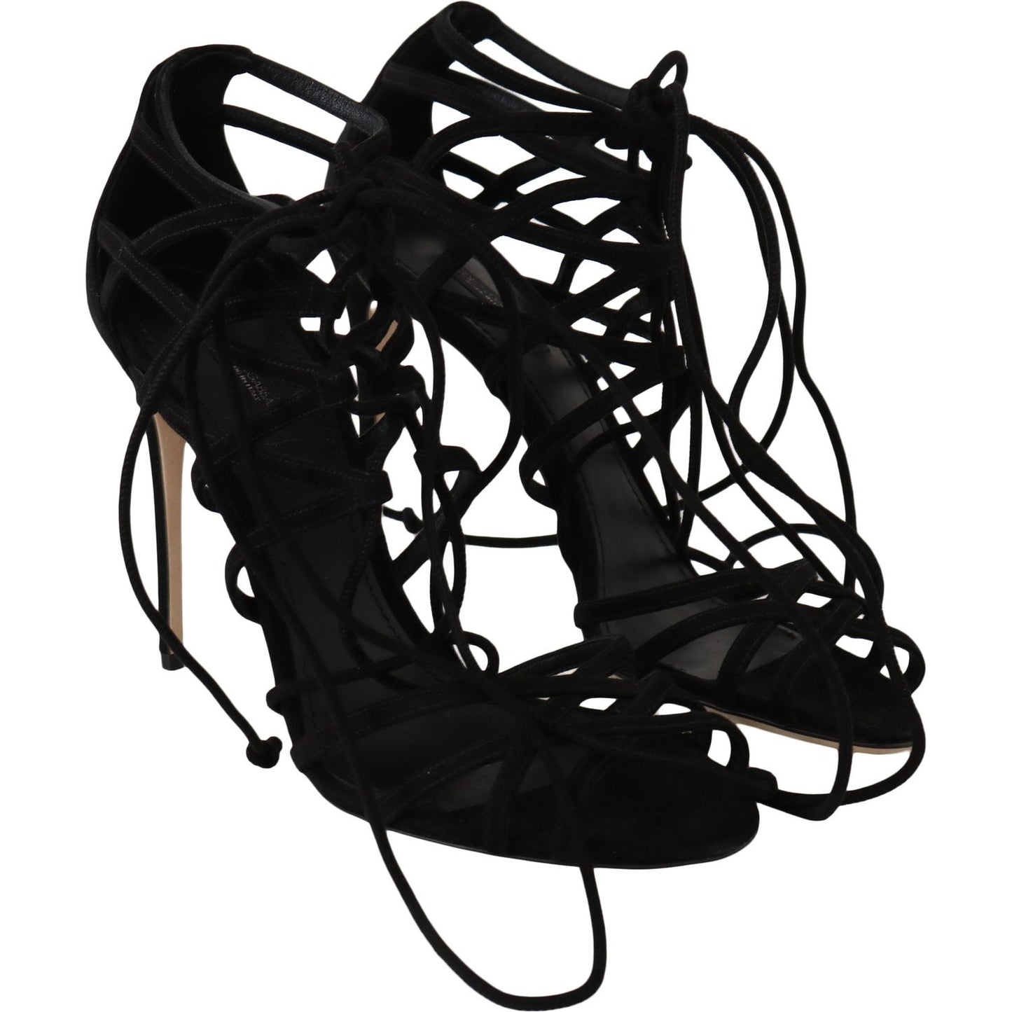 Dolce & Gabbana Black Suede Strap Stilettos Sandals 1728,67345645728,Black,Dolce & Gabbana,EU36.5/US6,Material: 100% Capra goatskin SUEDE,New with tags,Sandals - Shoes,Sandals - Women - Shoes,Shoes,Stiletto Heels - Sandals - Shoes,Strap-Ons - Sandals - Sh