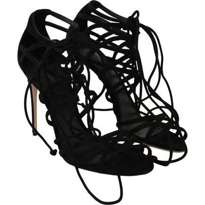Dolce & Gabbana Black Suede Strap Stilettos Sandals 1728,67345645728,Black,Dolce & Gabbana,EU36.5/US6,Material: 100% Capra goatskin SUEDE,New with tags,Sandals - Shoes,Sandals - Women - Shoes,Shoes,Stiletto Heels - Sandals - Shoes,Strap-Ons - Sandals - Sh