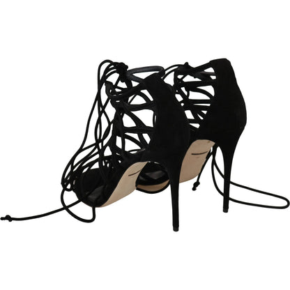 Dolce & Gabbana Black Suede Strap Stilettos Sandals 1728,67345645728,Black,Dolce & Gabbana,EU36.5/US6,Material: 100% Capra goatskin SUEDE,New with tags,Sandals - Shoes,Sandals - Women - Shoes,Shoes,Stiletto Heels - Sandals - Shoes,Strap-Ons - Sandals - Sh