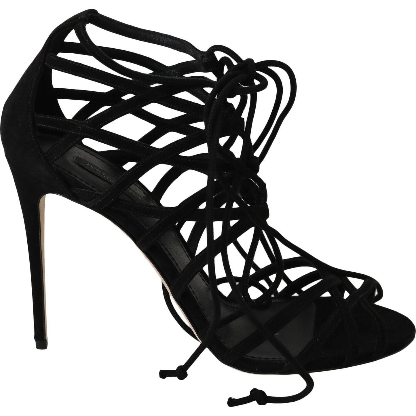 Dolce & Gabbana Black Suede Strap Stilettos Sandals 1728,67345645728,Black,Dolce & Gabbana,EU36.5/US6,Material: 100% Capra goatskin SUEDE,New with tags,Sandals - Shoes,Sandals - Women - Shoes,Shoes,Stiletto Heels - Sandals - Shoes,Strap-Ons - Sandals - Sh