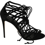 Dolce & Gabbana Elegant Black Suede Gladiator Stilettos Dolce & Gabbana Black
