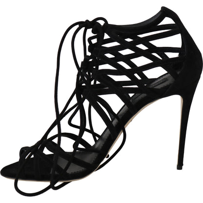 Dolce & Gabbana Black Suede Strap Stilettos Sandals 1728,67345645728,Black,Dolce & Gabbana,EU36.5/US6,Material: 100% Capra goatskin SUEDE,New with tags,Sandals - Shoes,Sandals - Women - Shoes,Shoes,Stiletto Heels - Sandals - Shoes,Strap-Ons - Sandals - Sh