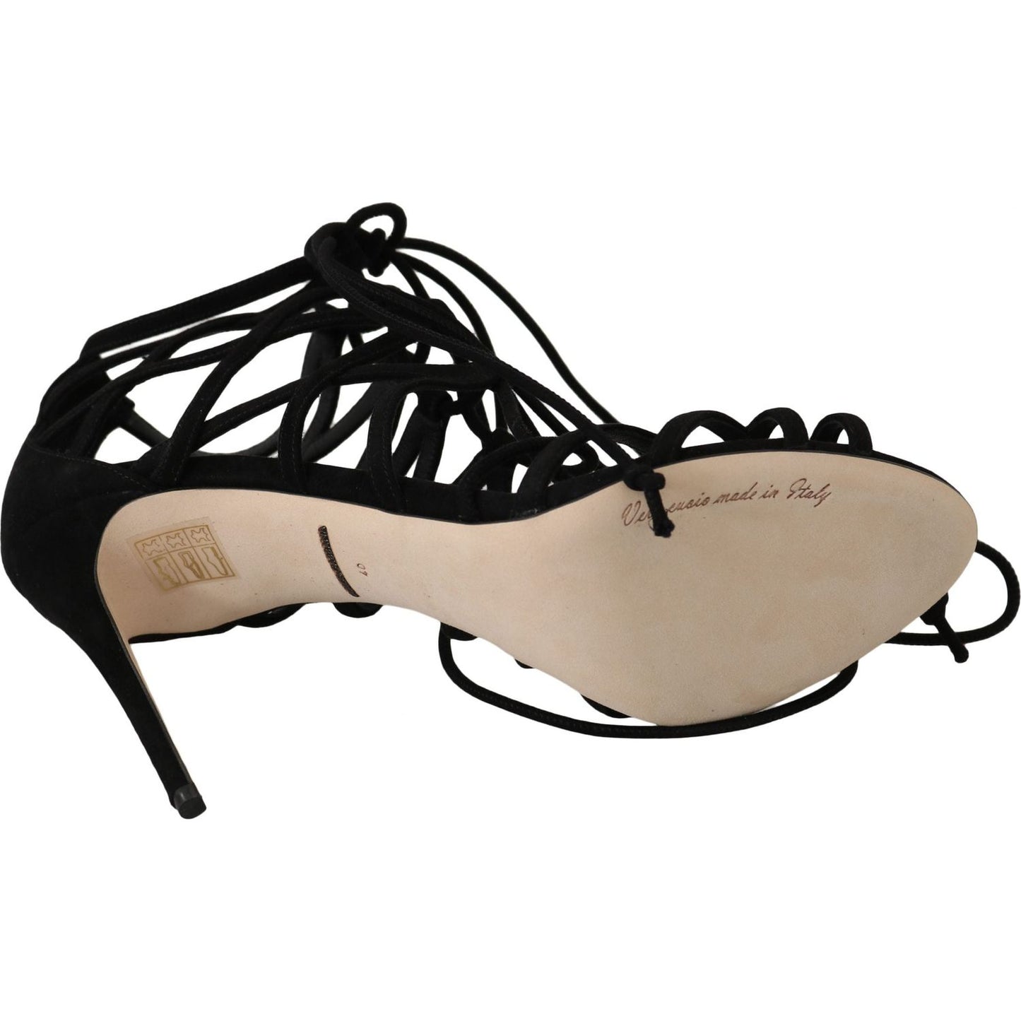 Dolce & Gabbana Black Suede Strap Stilettos Sandals 1728,67345645728,Black,Dolce & Gabbana,EU36.5/US6,Material: 100% Capra goatskin SUEDE,New with tags,Sandals - Shoes,Sandals - Women - Shoes,Shoes,Stiletto Heels - Sandals - Shoes,Strap-Ons - Sandals - Sh