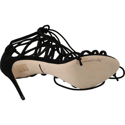 Dolce & Gabbana Black Suede Strap Stilettos Sandals 1728,67345645728,Black,Dolce & Gabbana,EU36.5/US6,Material: 100% Capra goatskin SUEDE,New with tags,Sandals - Shoes,Sandals - Women - Shoes,Shoes,Stiletto Heels - Sandals - Shoes,Strap-Ons - Sandals - Sh