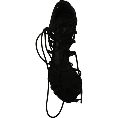 Dolce & Gabbana Black Suede Strap Stilettos Sandals 1728,67345645728,Black,Dolce & Gabbana,EU36.5/US6,Material: 100% Capra goatskin SUEDE,New with tags,Sandals - Shoes,Sandals - Women - Shoes,Shoes,Stiletto Heels - Sandals - Shoes,Strap-Ons - Sandals - Sh