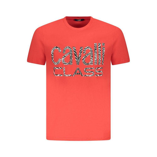 Cavalli Class Red Cotton Men T-Shirt CA-36687-M