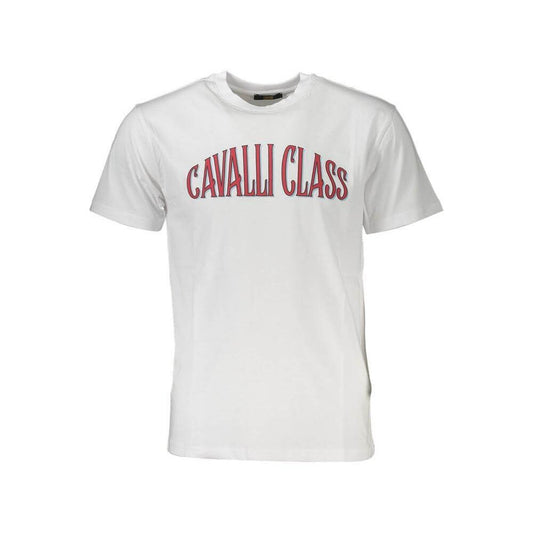 Cavalli Class White Cotton Men T-Shirt CA-37477-M