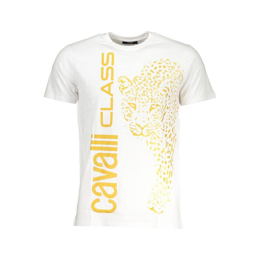 Cavalli Class White Cotton T-Shirt CA-28619-XL