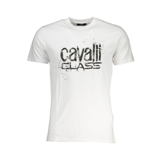 Cavalli Class White Cotton T-Shirt CA-28579-XL