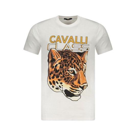 Cavalli Class White Cotton Men T-Shirt CA-36635-M