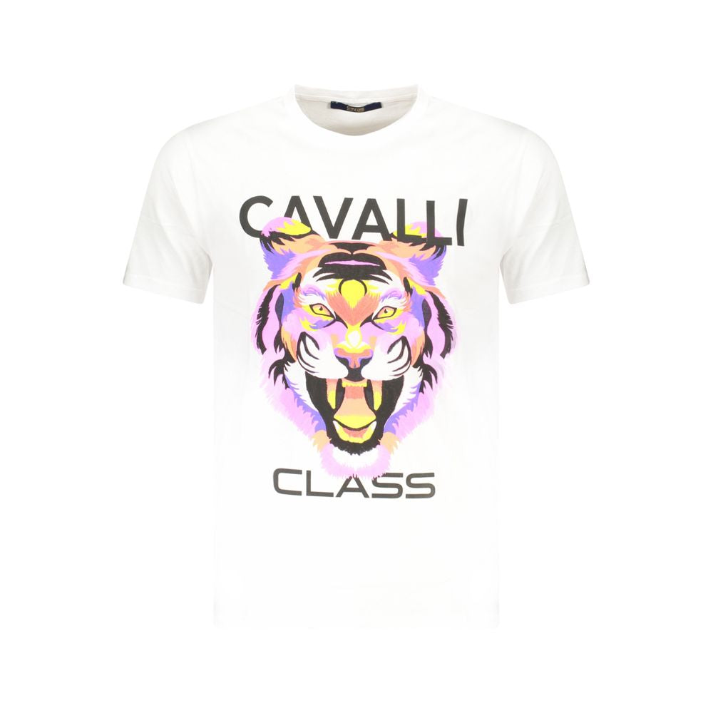 Cavalli Class White Cotton Men T-Shirt CA-36684-M