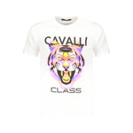 Cavalli Class White Cotton Men T-Shirt CA-36684-M