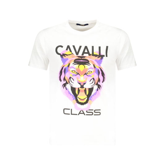 Cavalli Class White Cotton Men T-Shirt CA-36684-M