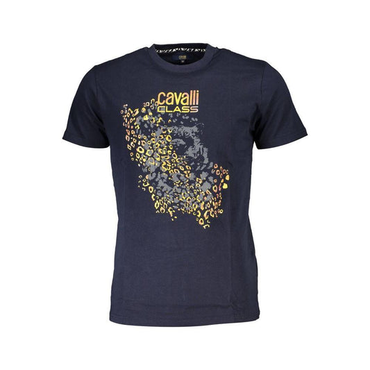 Cavalli Class Blue Cotton Men T-Shirt CA-37137-XL