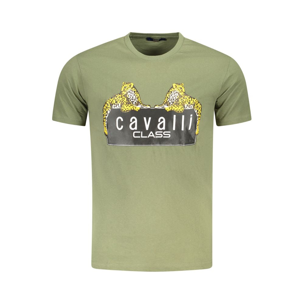 Cavalli Class Green Cotton Men T-Shirt CA-36697-M