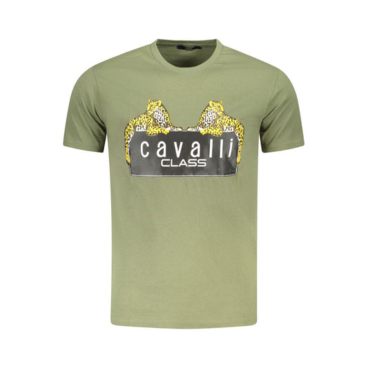 Cavalli Class Green Cotton Men T-Shirt CA-36697-M
