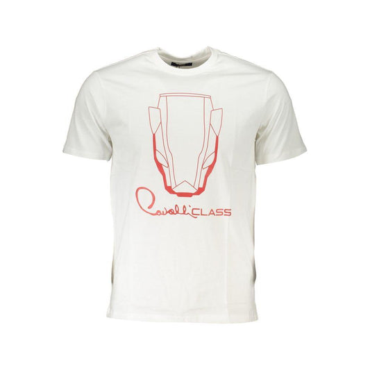 Cavalli Class White Cotton T-Shirt CA-26763-XXL