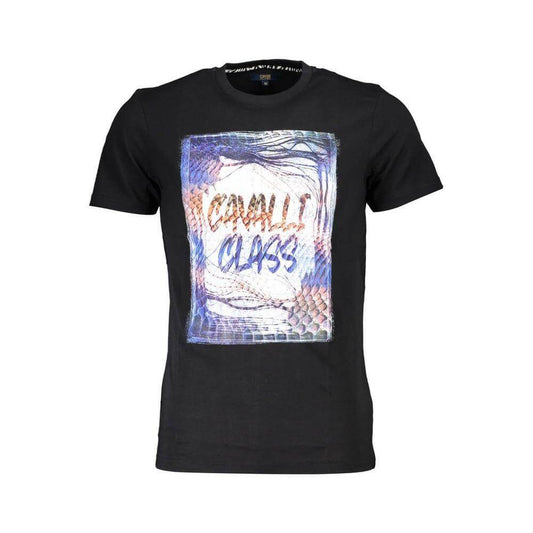 Cavalli Class Black Cotton Men T-Shirt CA-37224-L