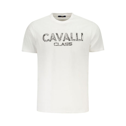 Cavalli Class White Cotton Men T-Shirt CA-36636-M
