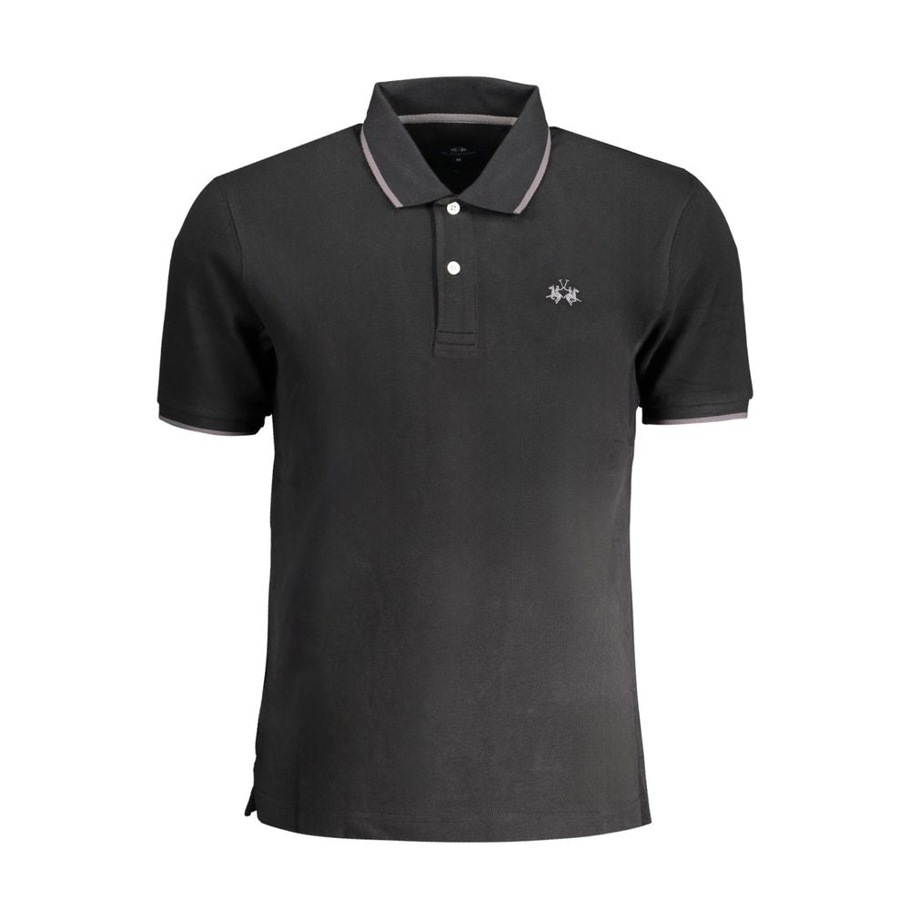 La Martina Black Cotton Men's Polo Shirt