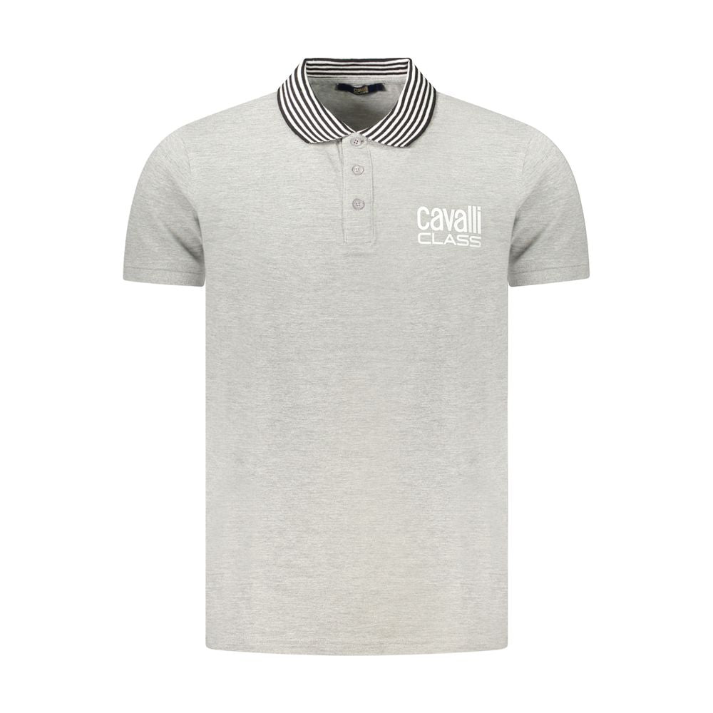 Cavalli Class Gray Cotton Polo Shirt CA-38693-M