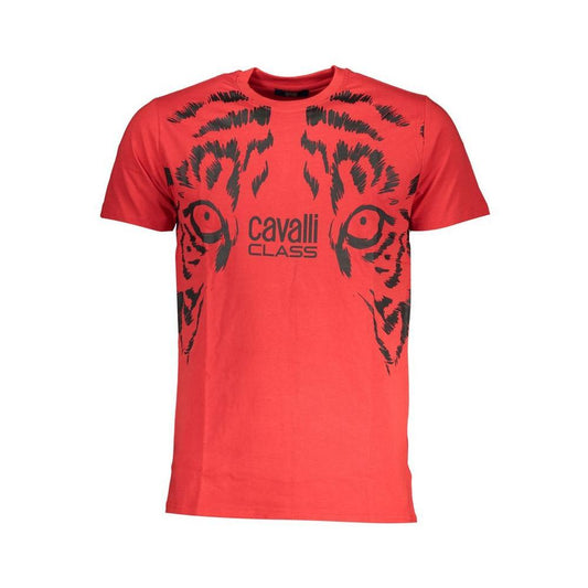 Cavalli Class Red Cotton T-Shirt CA-28605-M
