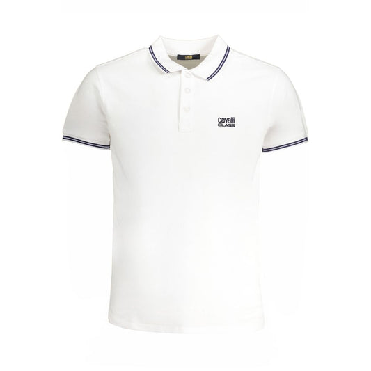 Cavalli Class White Cotton Polo Shirt CA-31314-M