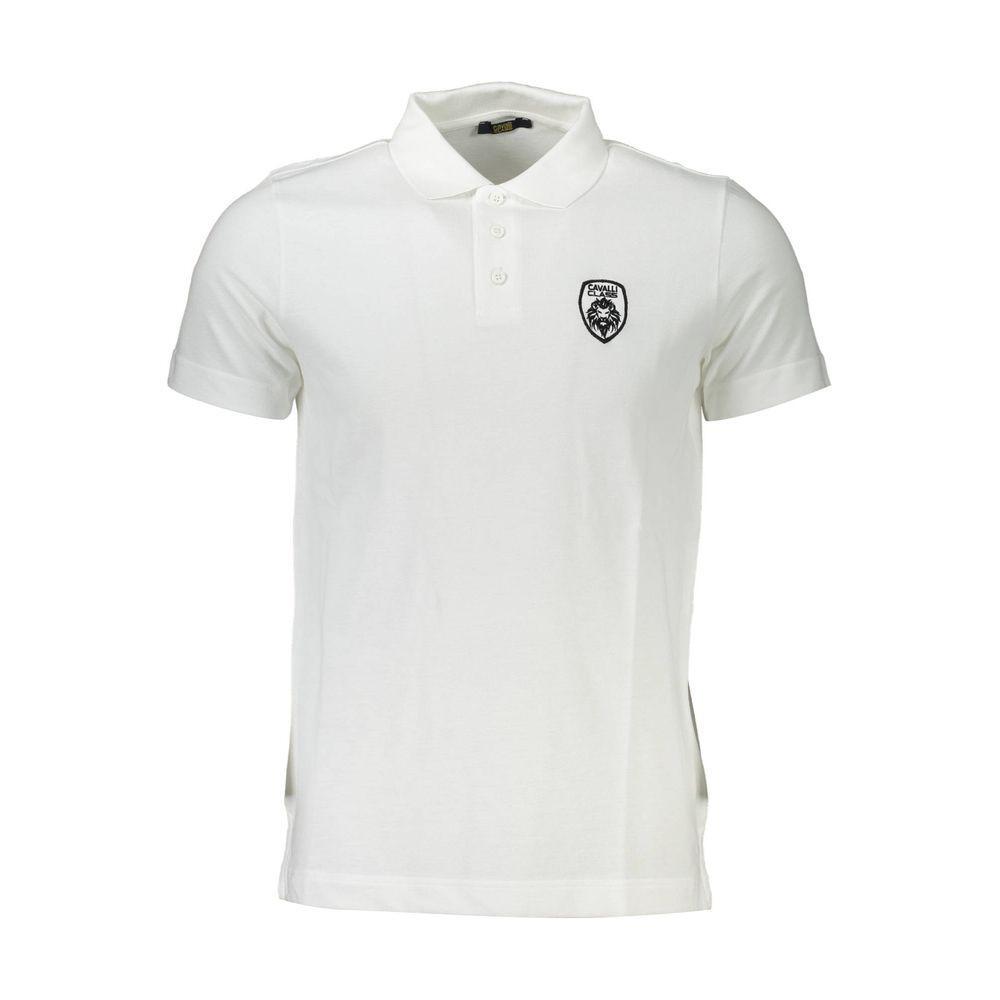 Cavalli Class White Cotton Men Polo Shirt CA-36856-M