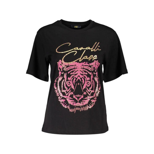 Cavalli Class Black Cotton Women Top CA-37070-XS