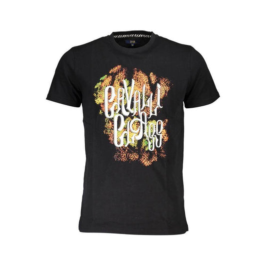 Cavalli Class Black Cotton Men T-Shirt CA-37793-XL