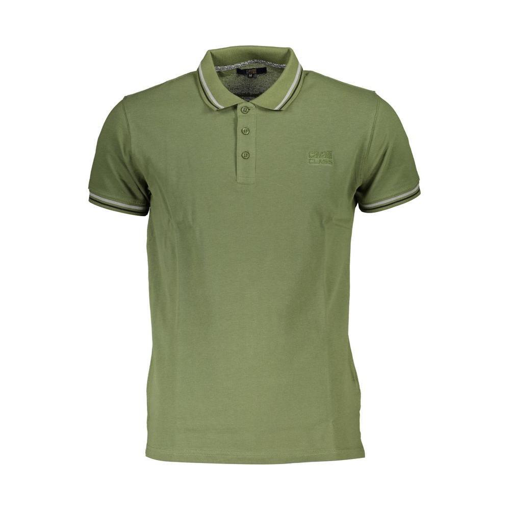 Cavalli Class Green Cotton Men Polo Shirt CA-38109-M