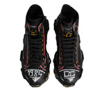 Dolce & Gabbana Black Leather Logo High Top Sneakers Shoes