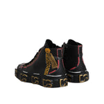 Dolce & Gabbana Black Leather Logo High Top Sneakers Shoes