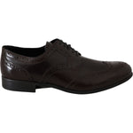 Dolce & Gabbana Elegant Brown Leather Oxford Flats Dolce & Gabbana Black