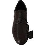 Dolce & Gabbana Elegant Brown Leather Oxford Flats Dolce & Gabbana Black