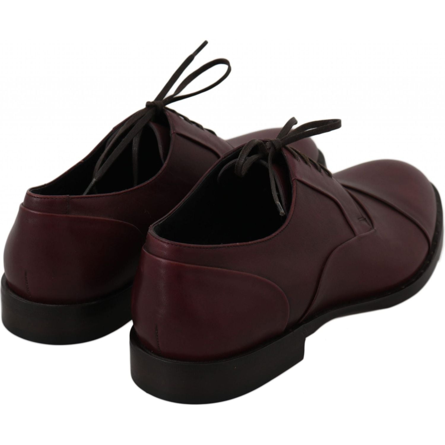 Dolce & Gabbana Red Bordeaux Leather Derby Formal Shoes