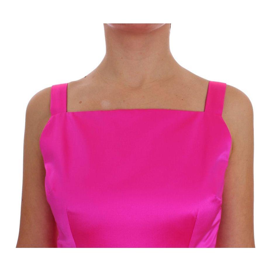 Dolce & Gabbana Pink Silk Long Sheath Ball Gown Dress