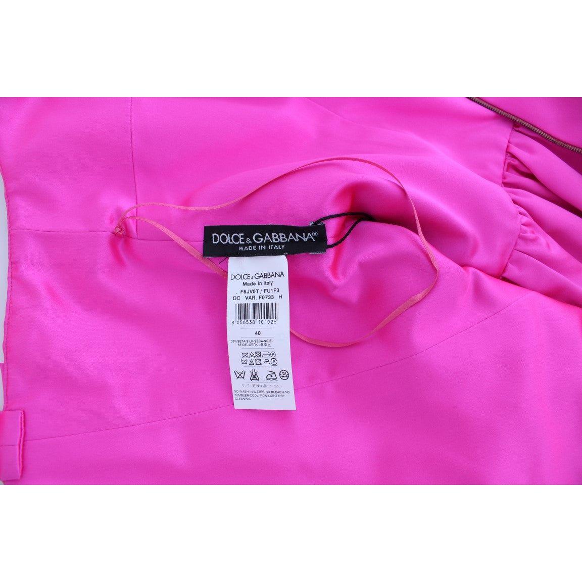 Dolce & Gabbana Pink Silk Long Sheath Ball Gown Dress