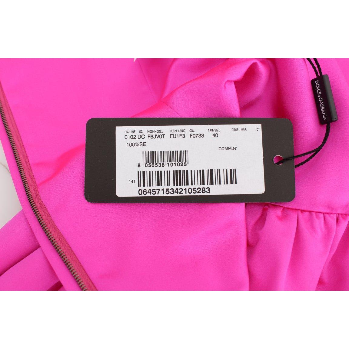 Dolce & Gabbana Pink Silk Long Sheath Ball Gown Dress