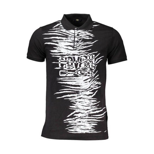 Cavalli Class Black Cotton Polo Shirt CA-37043-XL