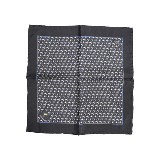 Dolce & Gabbana Black Fish Print Silk Square Men Foulard Scarf