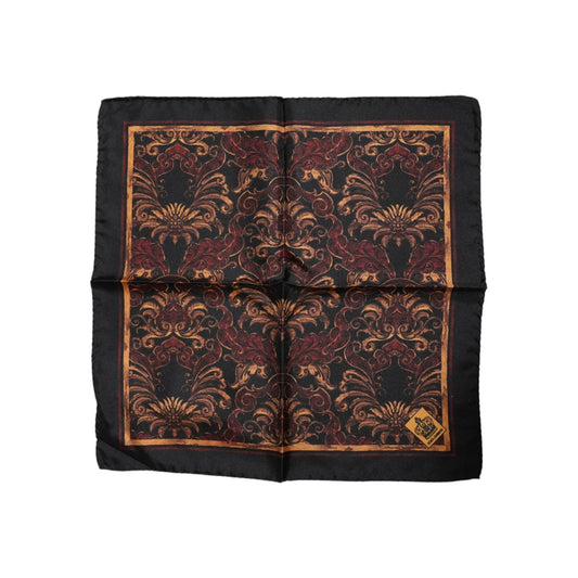 Dolce & Gabbana Black Floral Silk Square Men Foulard Scarf