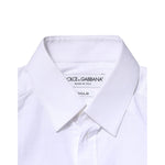 Dolce & Gabbana White Cotton GOLD Long Sleeves Dress Shirt
