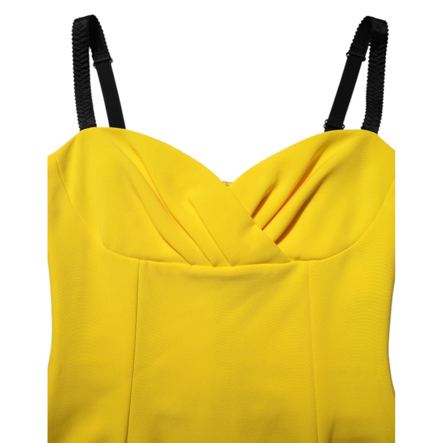 Dolce & Gabbana Yellow Polyester Sleeveless Sheath Midi Dress