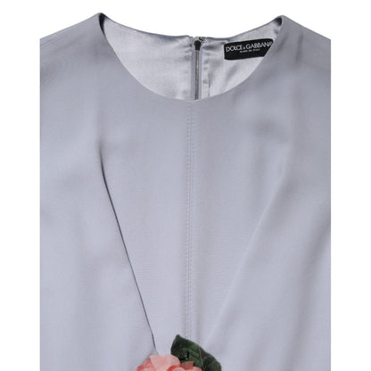 Dolce & Gabbana Gray Viscose ShortSleeve Sheath Midi Dress