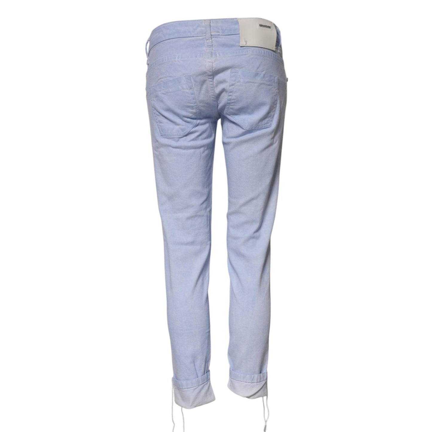 Acht Light Blue Cotton Slim Fit Denim Low Waist Denim Jeans