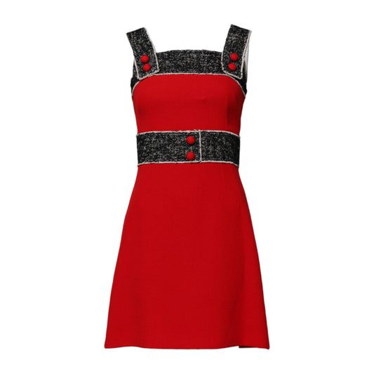 Dolce & Gabbana Red Wool Sleeveless A-line Flared Mini Dress